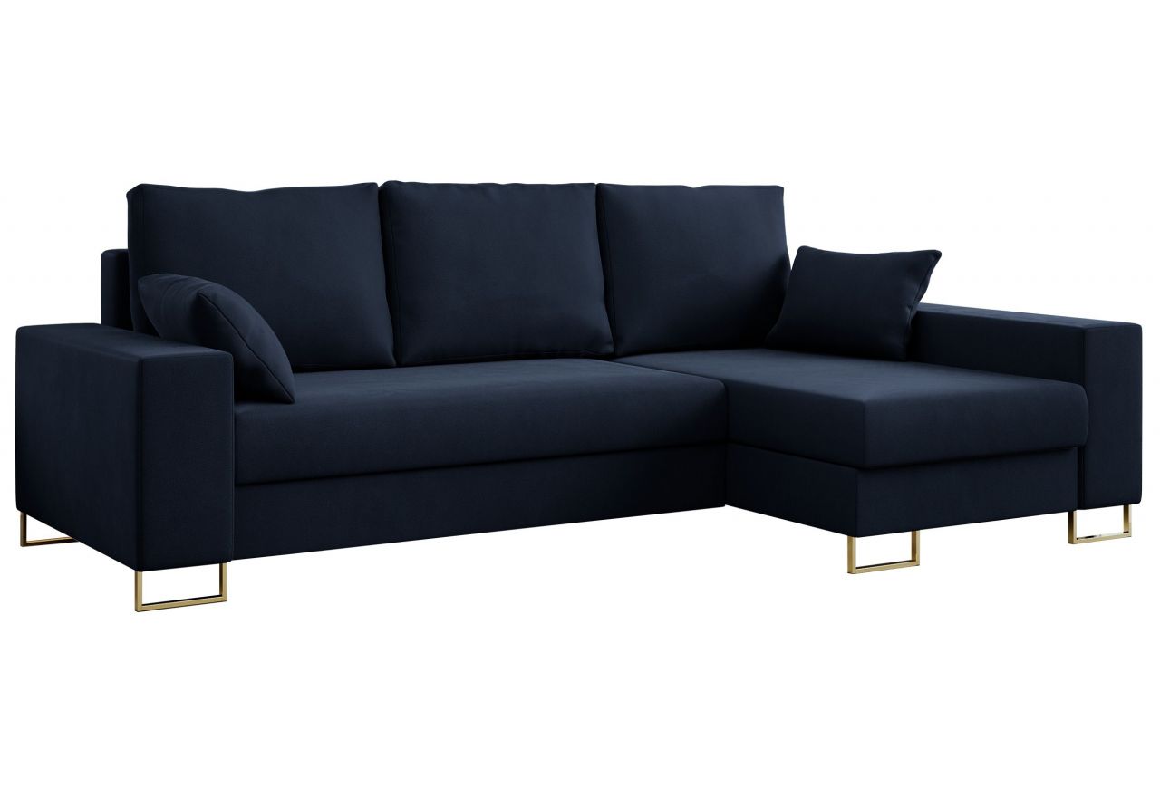Narożnik DORIAN L - uniwersalny - ciemnoniebieski, welwet