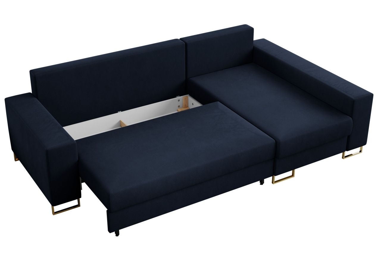 Narożnik DORIAN L - uniwersalny - ciemnoniebieski, welwet