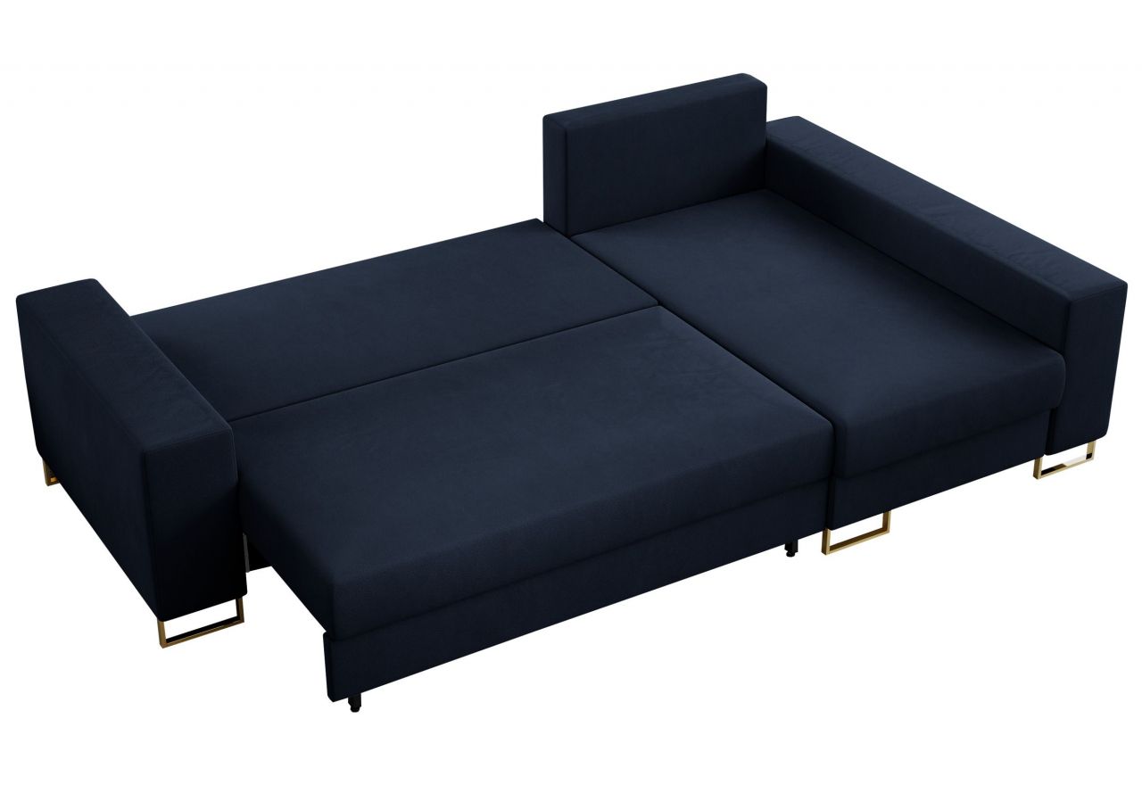 Narożnik DORIAN L - uniwersalny - ciemnoniebieski, welwet