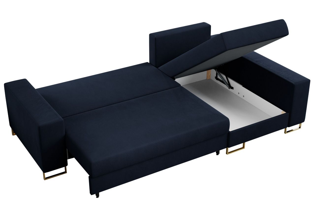 Narożnik DORIAN L - uniwersalny - ciemnoniebieski, welwet