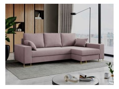 Narożnik DORIAN L - uniwersalny - różowy, welwet