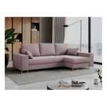 Narożnik DORIAN L - uniwersalny - różowy, welwet