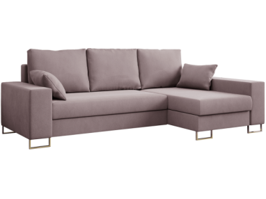 Narożnik DORIAN L - uniwersalny - różowy, welwet