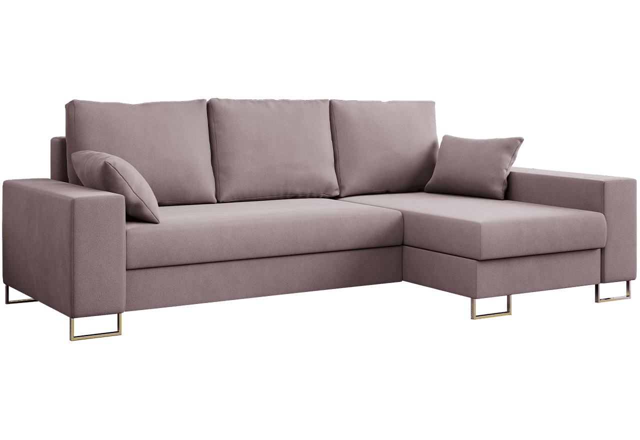 Narożnik DORIAN L - uniwersalny - różowy, welwet