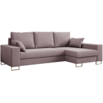 Narożnik DORIAN L - uniwersalny - różowy, welwet