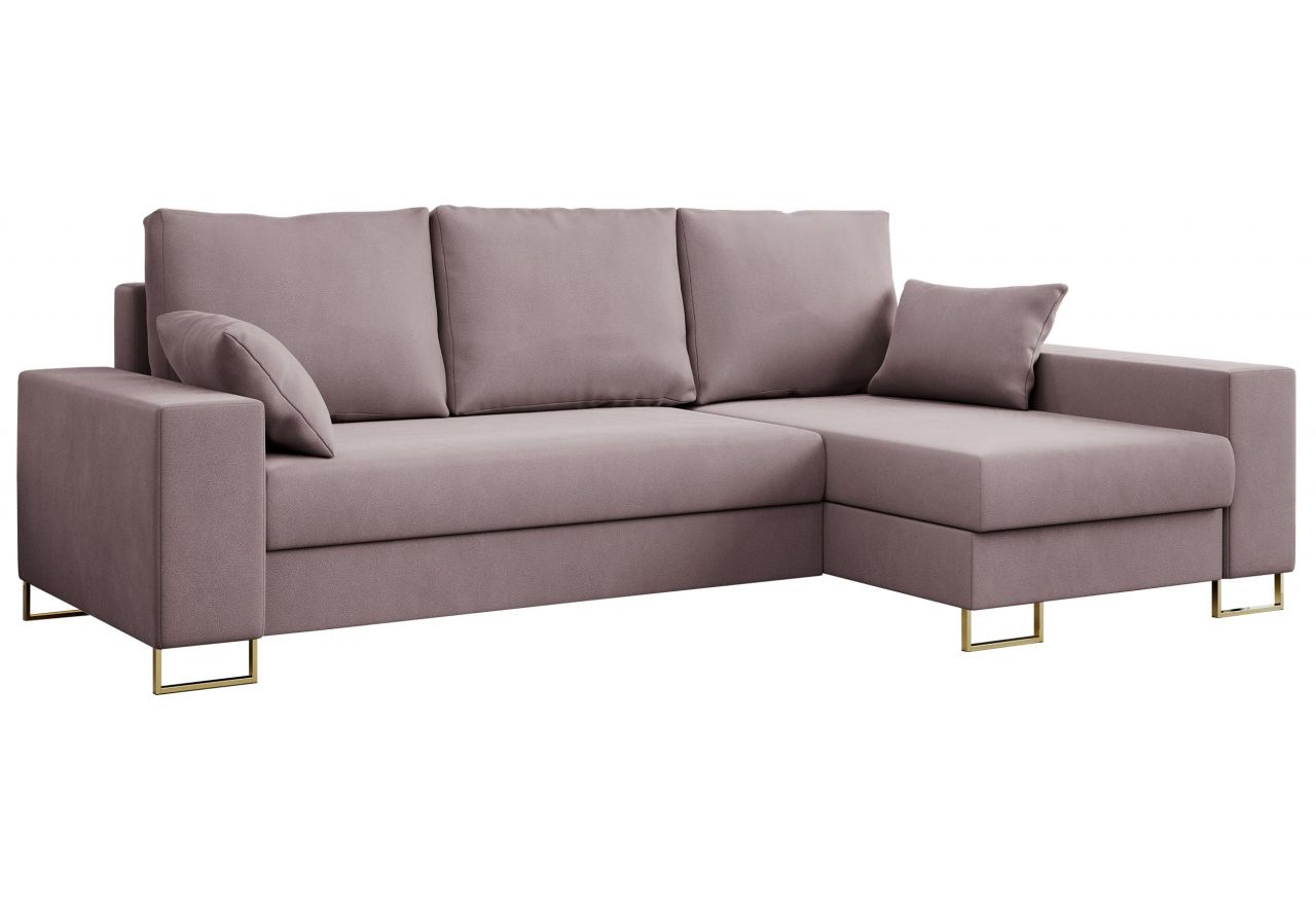 Narożnik DORIAN L - uniwersalny - różowy, welwet