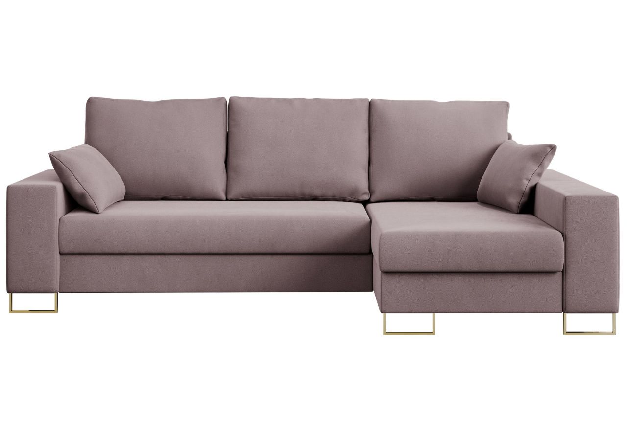 Narożnik DORIAN L - uniwersalny - różowy, welwet