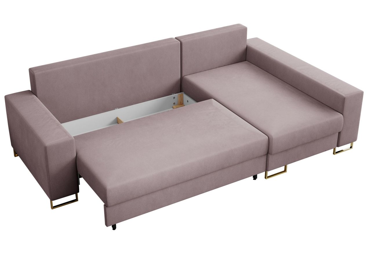 Narożnik DORIAN L - uniwersalny - różowy, welwet