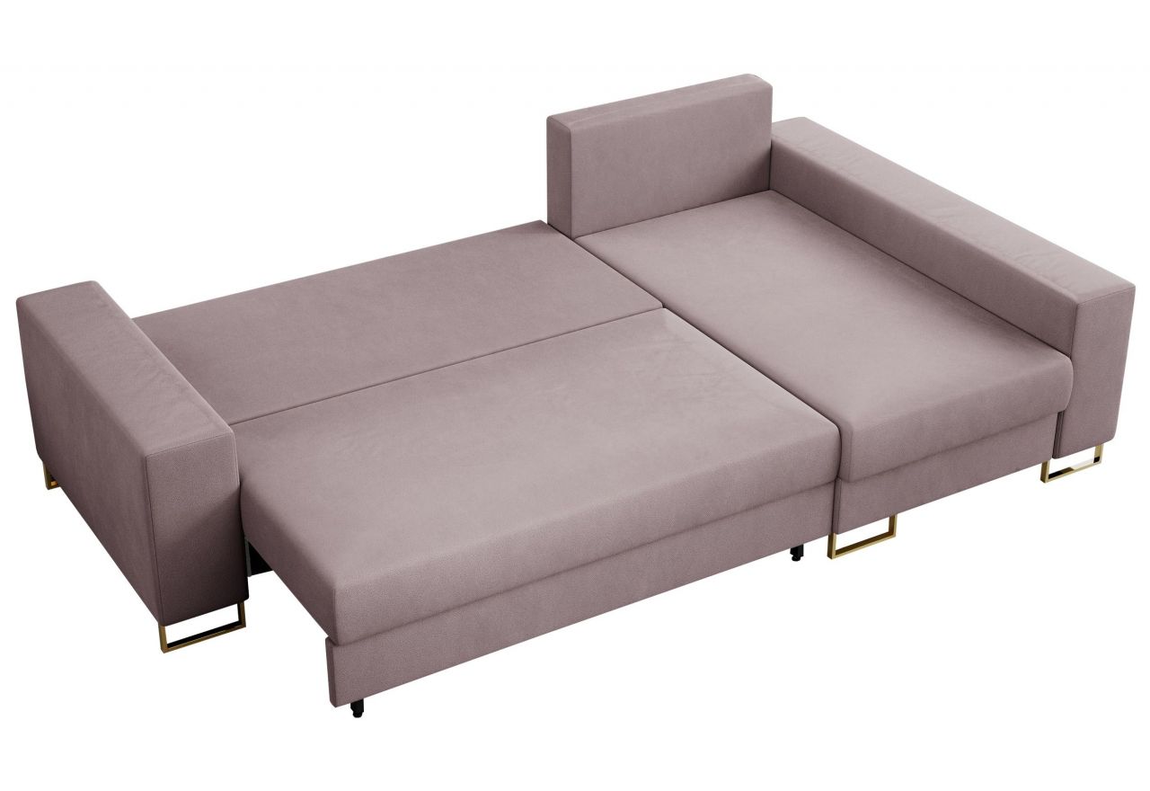 Narożnik DORIAN L - uniwersalny - różowy, welwet