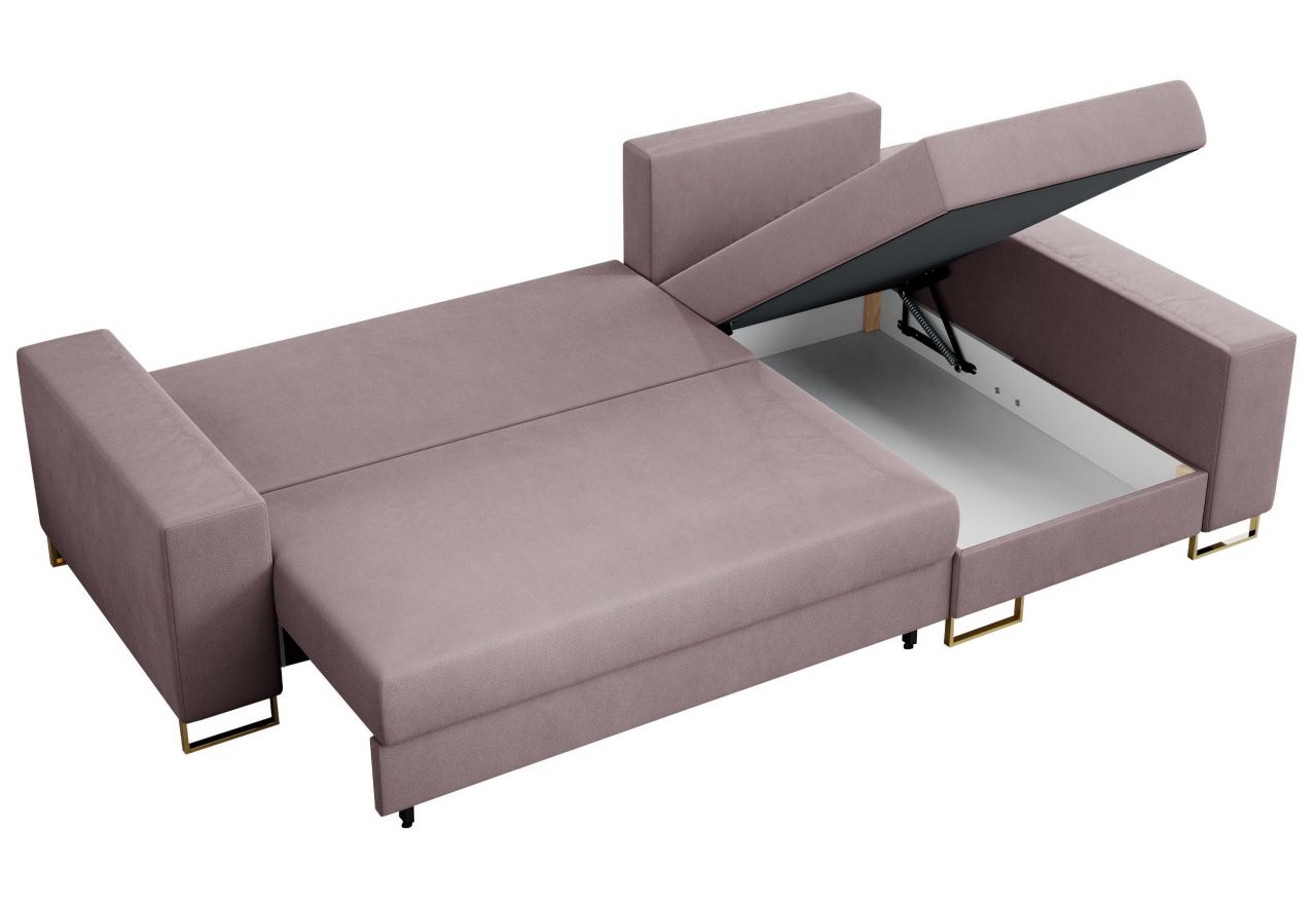 Narożnik DORIAN L - uniwersalny - różowy, welwet