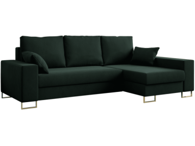 Narożnik DORIAN L - uniwersalny - zielony, welwet