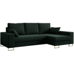 Narożnik DORIAN L - uniwersalny - zielony, welwet