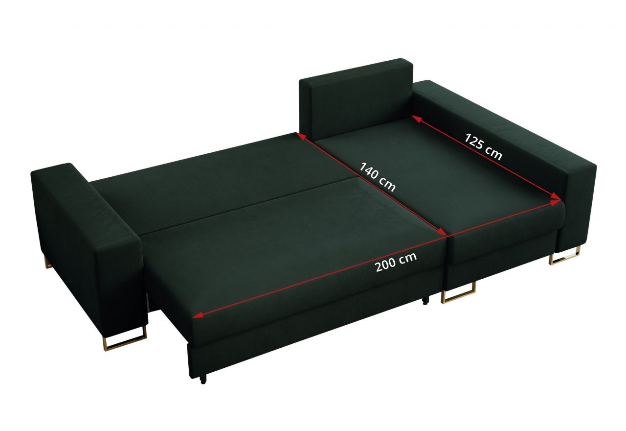 Narożnik DORIAN L - uniwersalny - zielony, welwet