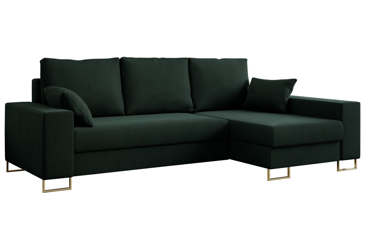 Narożnik DORIAN L - uniwersalny - zielony, welwet