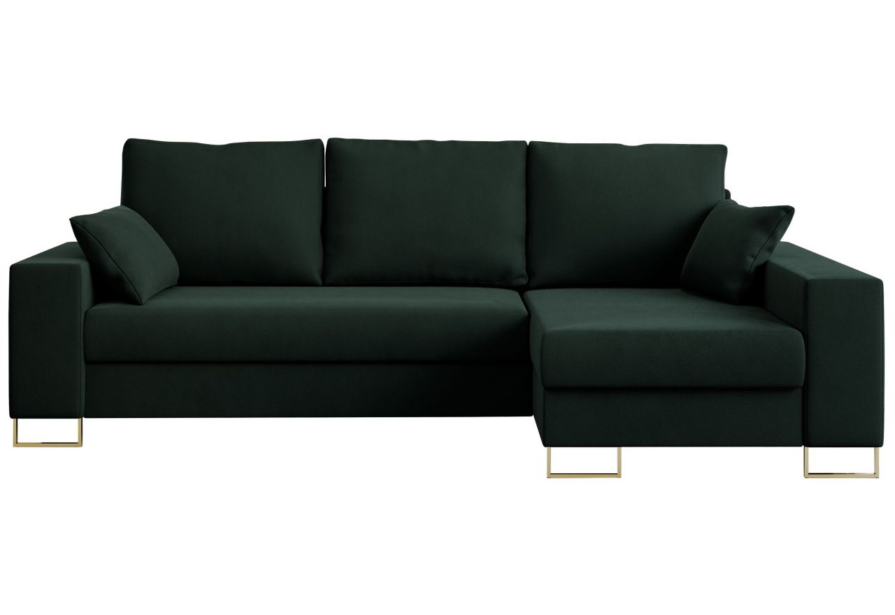 Narożnik DORIAN L - uniwersalny - zielony, welwet