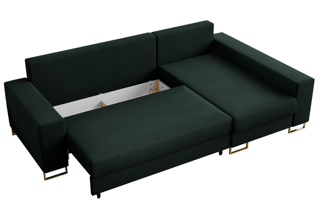 Narożnik DORIAN L - uniwersalny - zielony, welwet