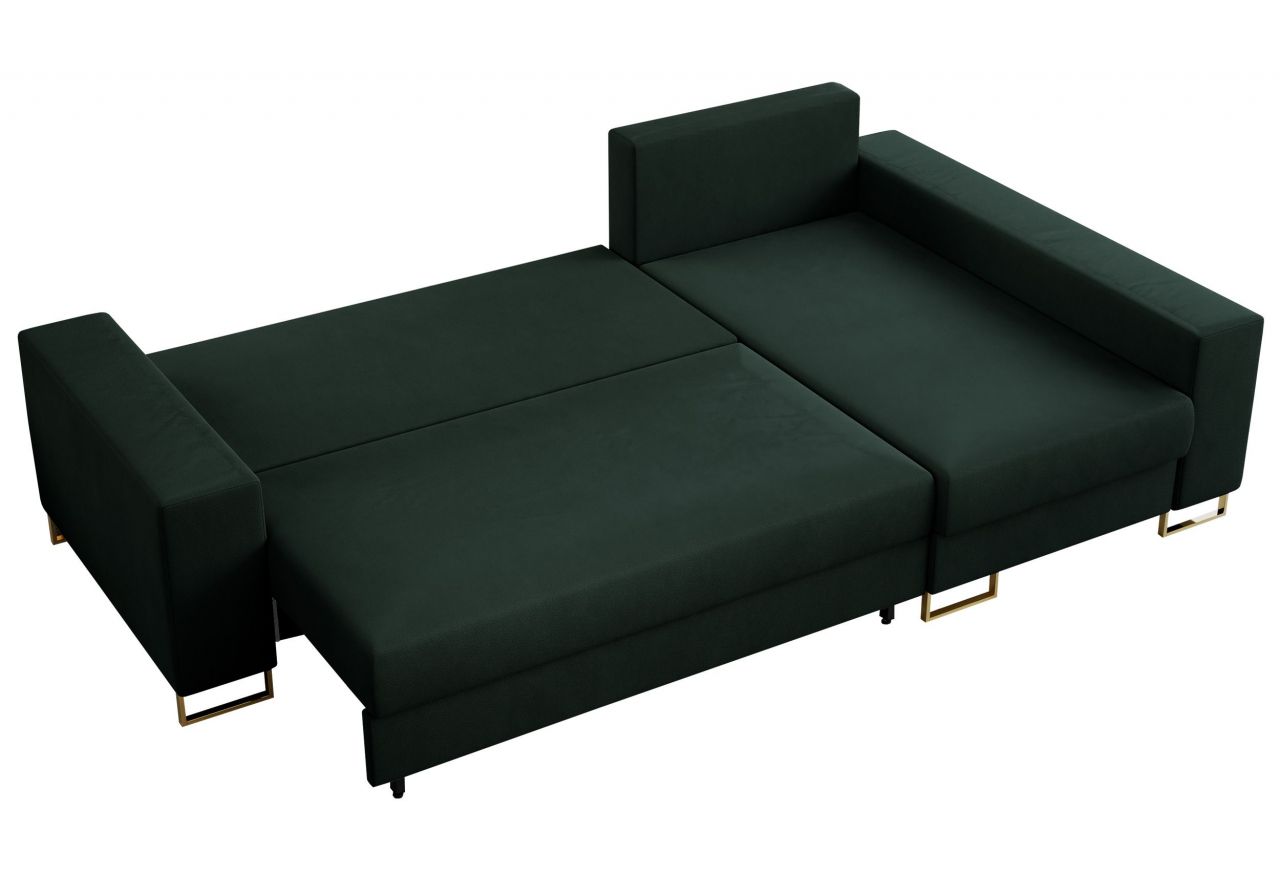 Narożnik DORIAN L - uniwersalny - zielony, welwet