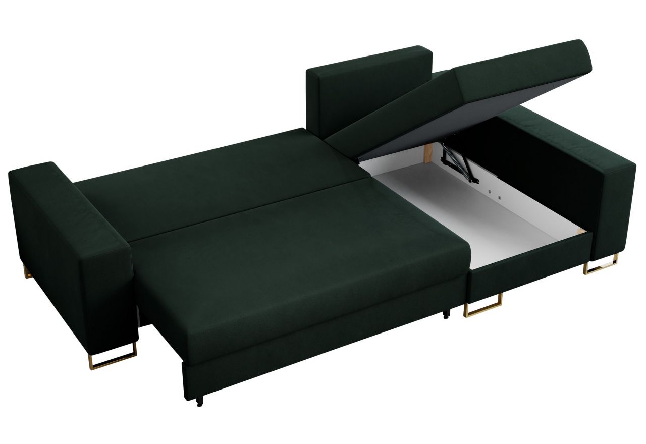 Narożnik DORIAN L - uniwersalny - zielony, welwet