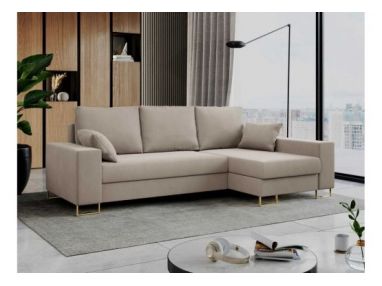 Narożnik DORIAN L - uniwersalny - beżowy, welwet