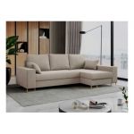 Narożnik DORIAN L - uniwersalny - beżowy, welwet