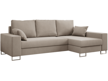 Narożnik DORIAN L - uniwersalny - beżowy, welwet