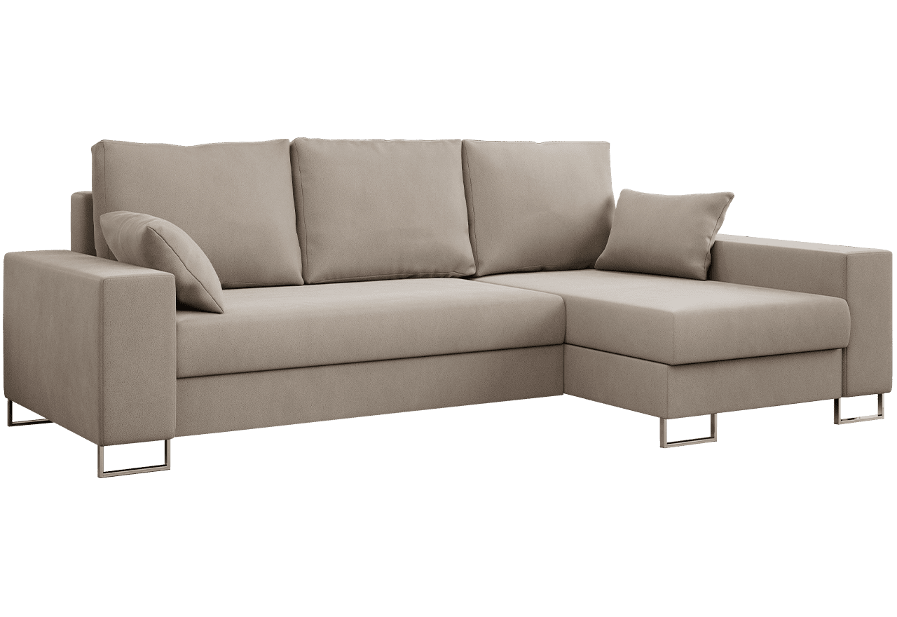 Narożnik DORIAN L - uniwersalny - beżowy, welwet