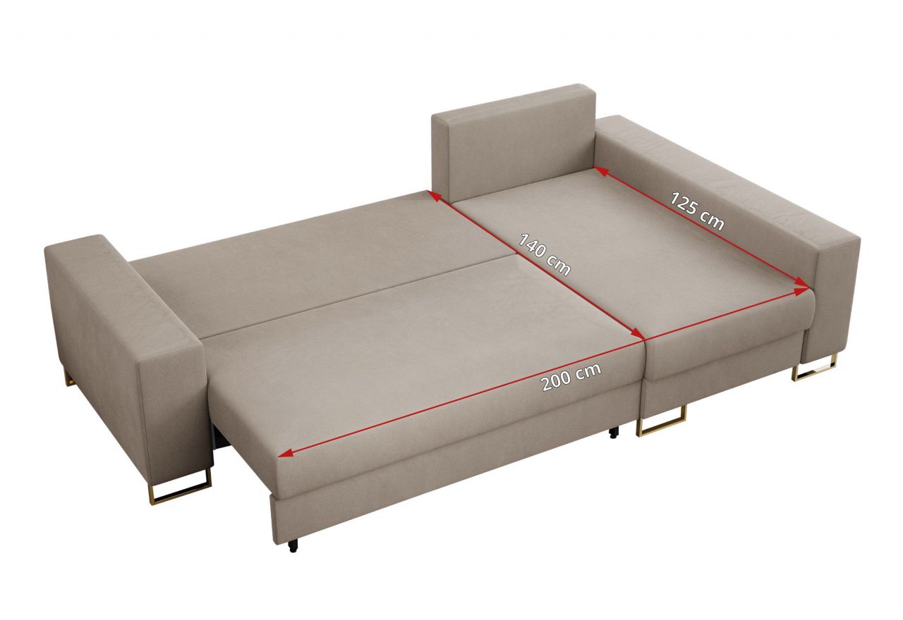 Narożnik DORIAN L - uniwersalny - beżowy, welwet