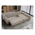 Narożnik DORIAN L - uniwersalny - beżowy, welwet