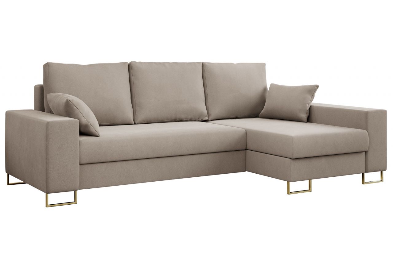 Narożnik DORIAN L - uniwersalny - beżowy, welwet