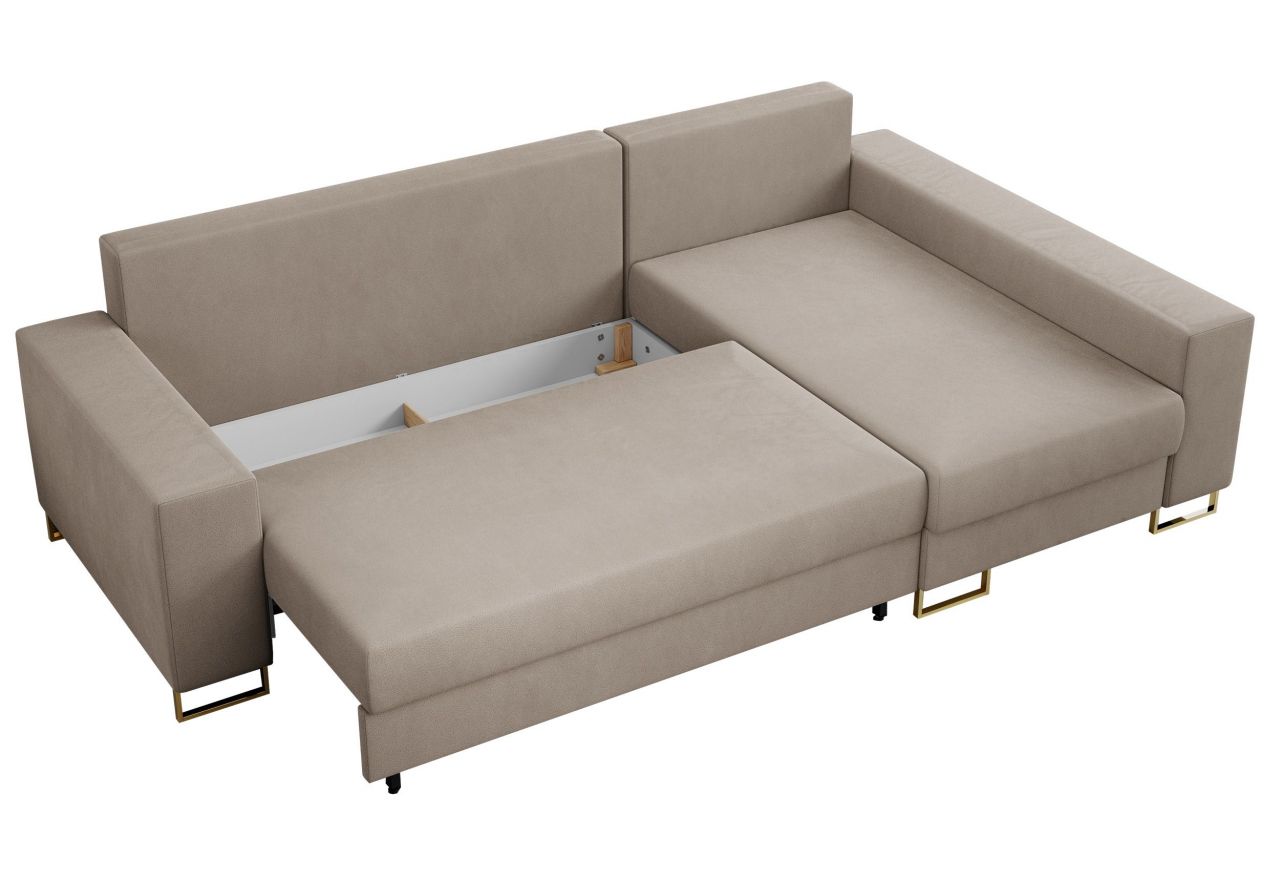 Narożnik DORIAN L - uniwersalny - beżowy, welwet