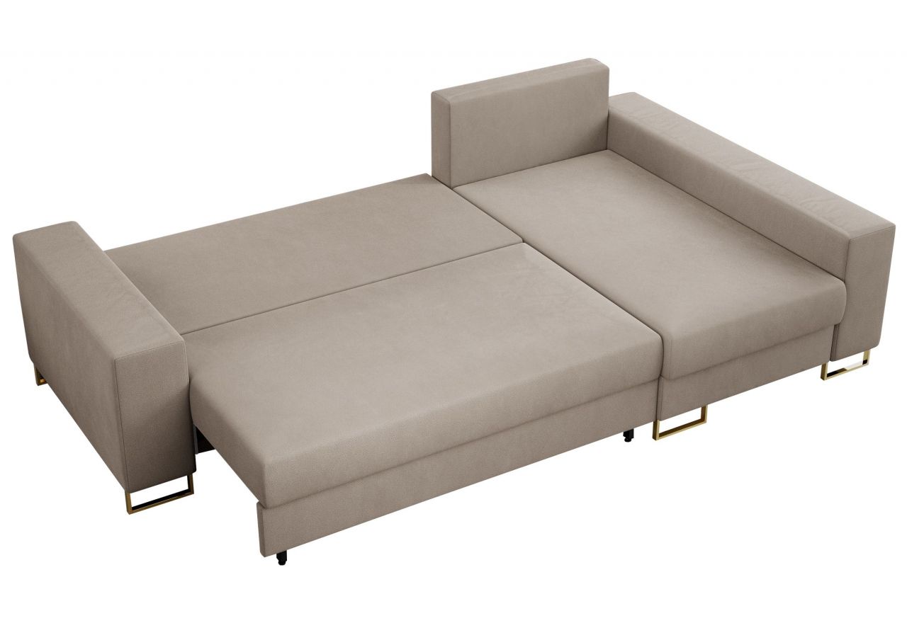 Narożnik DORIAN L - uniwersalny - beżowy, welwet