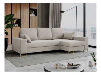 Narożnik DORIAN L - uniwersalny - kremowy, welwet