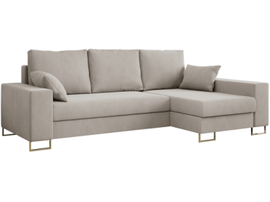 Narożnik DORIAN L - uniwersalny - kremowy, welwet