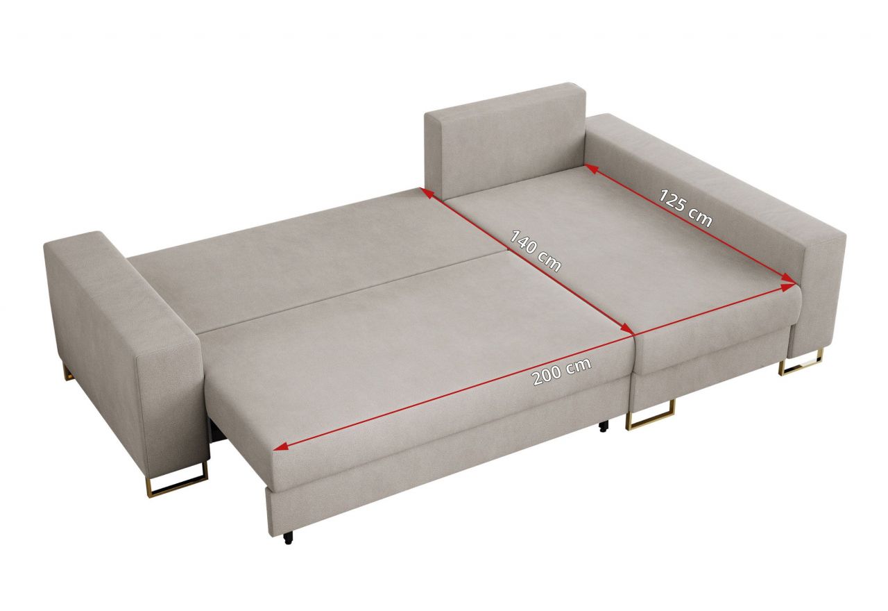 Narożnik DORIAN L - uniwersalny - kremowy, welwet