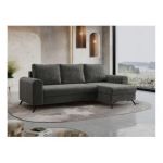 Narożnik AXEL L - uniwersalny - ciemnoszary, welwet