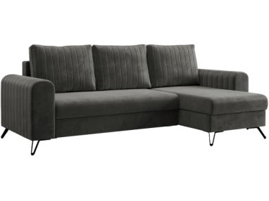 Narożnik AXEL L - uniwersalny - ciemnoszary, welwet