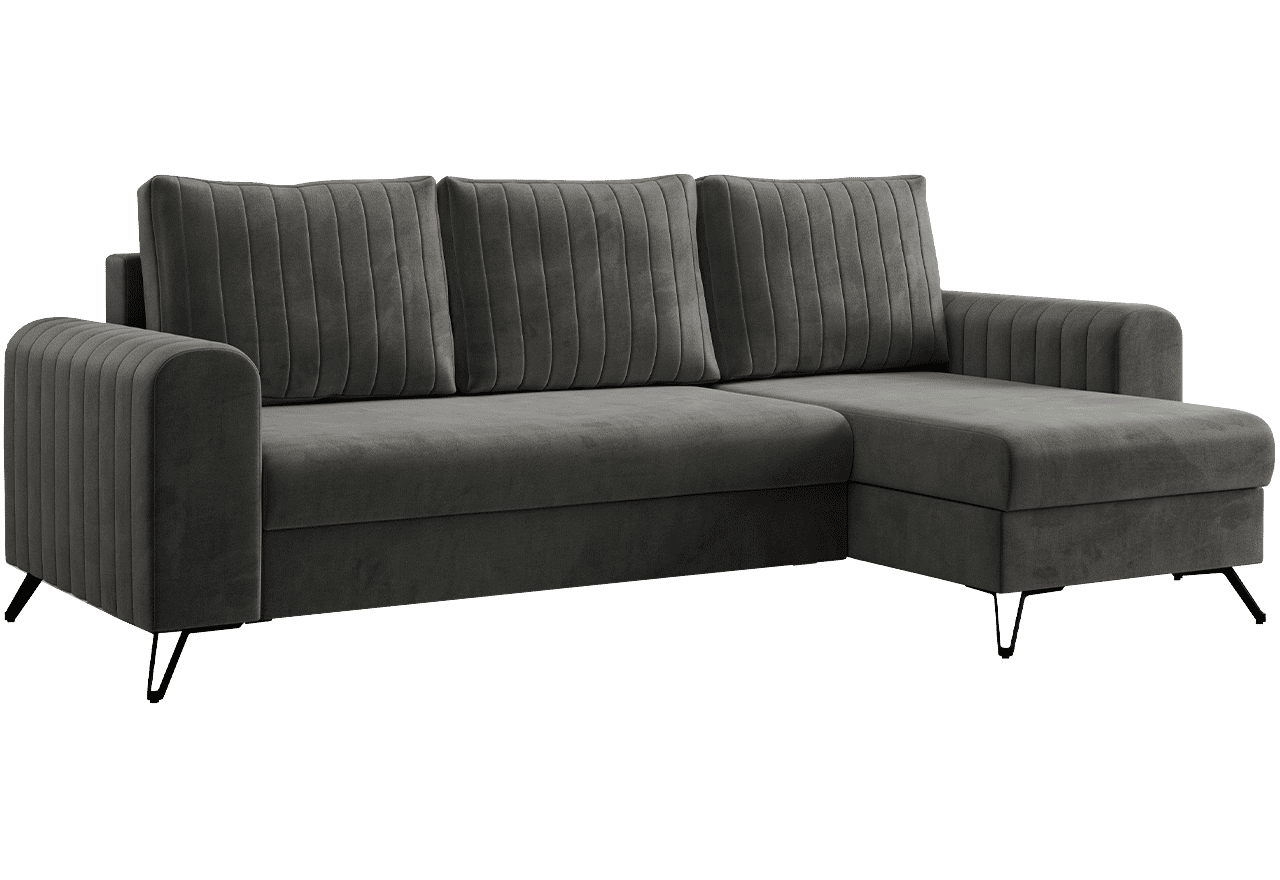 Narożnik AXEL L - uniwersalny - ciemnoszary, welwet