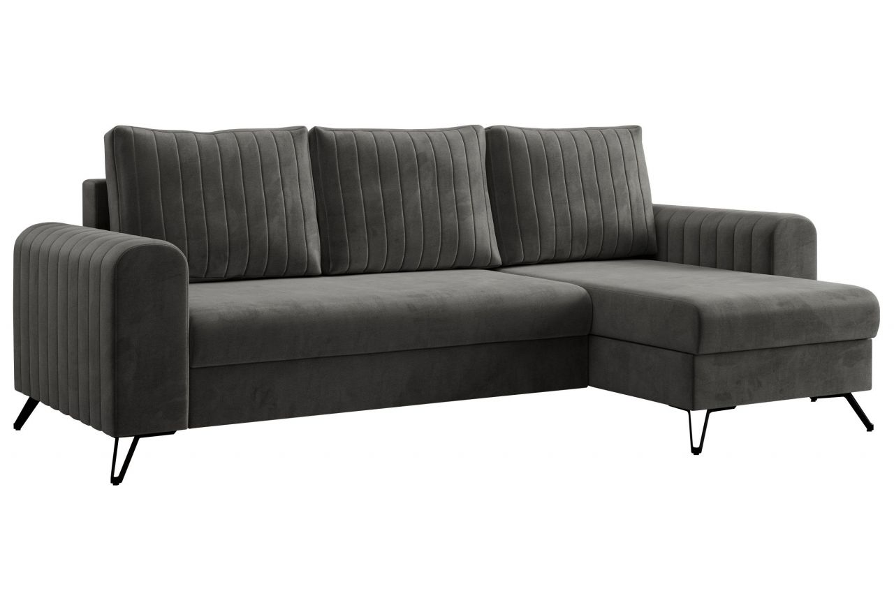 Narożnik AXEL L - uniwersalny - ciemnoszary, welwet