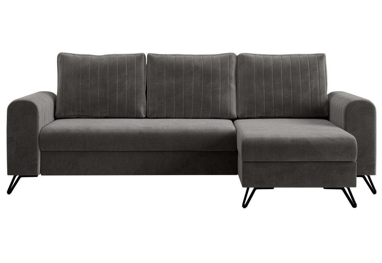 Narożnik AXEL L - uniwersalny - ciemnoszary, welwet