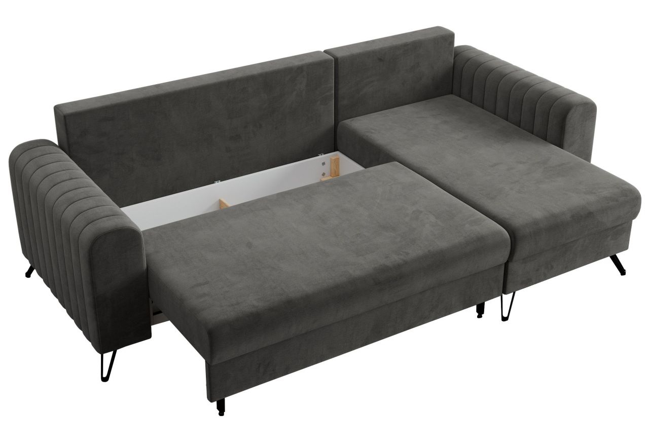 Narożnik AXEL L - uniwersalny - ciemnoszary, welwet