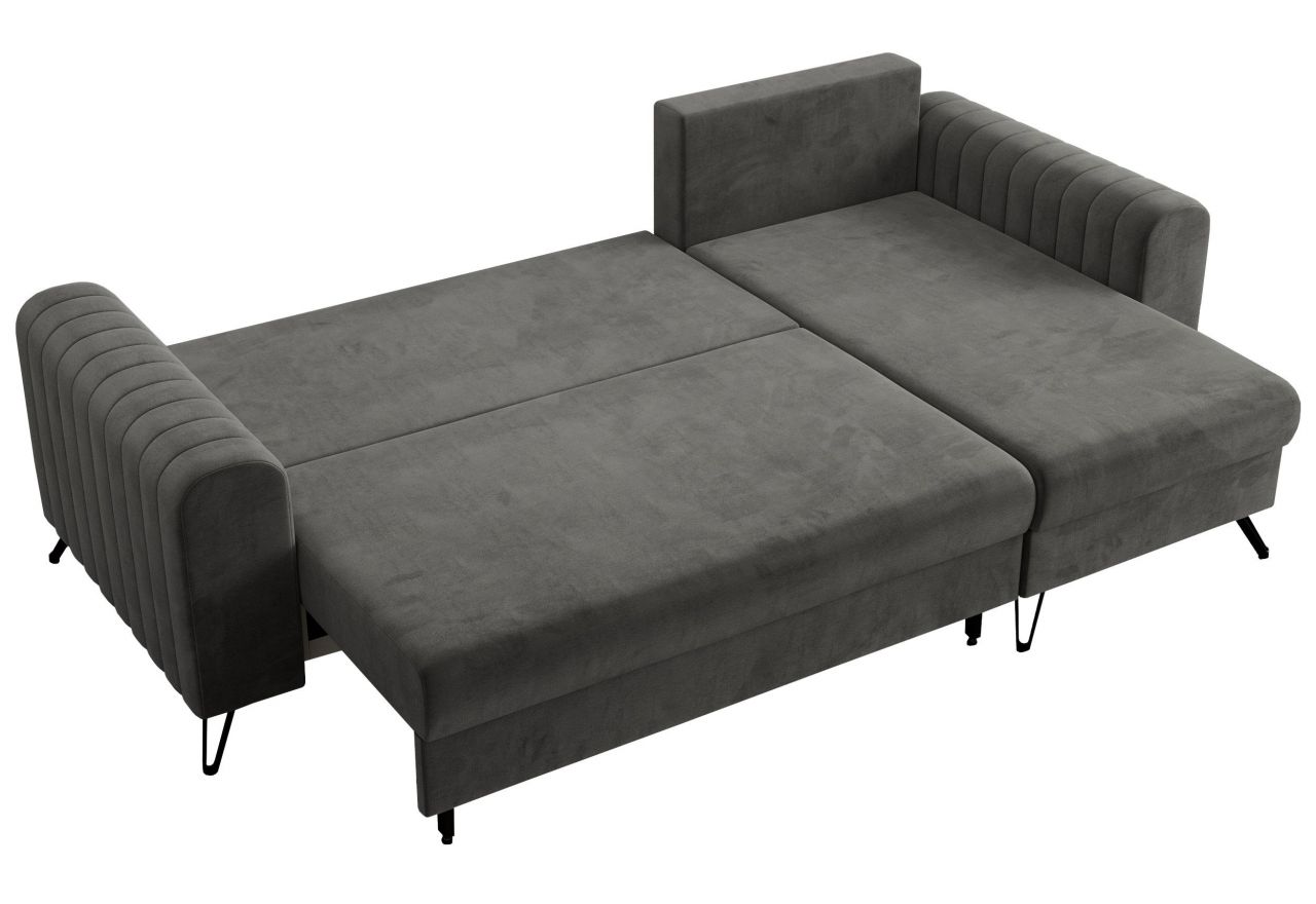 Narożnik AXEL L - uniwersalny - ciemnoszary, welwet