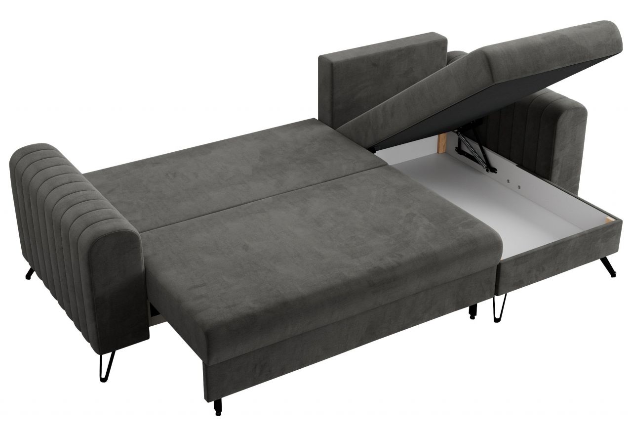 Narożnik AXEL L - uniwersalny - ciemnoszary, welwet