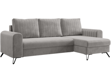 Narożnik AXEL L - uniwersalny - jasnoszary, welwet