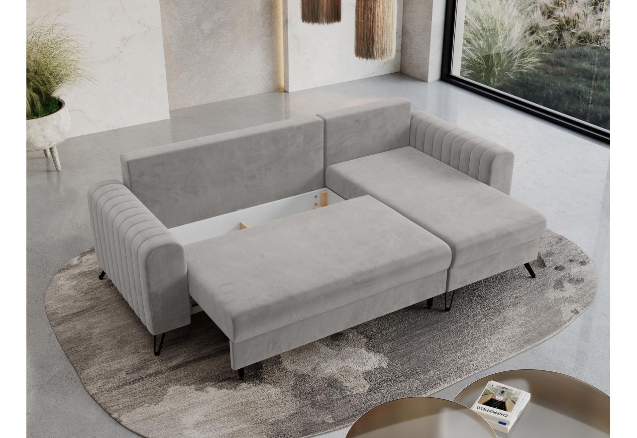 Narożnik AXEL L - uniwersalny - jasnoszary, welwet