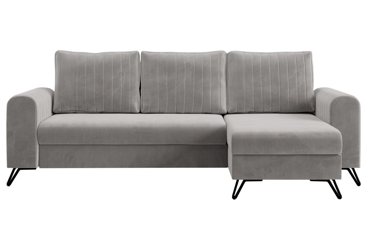 Narożnik AXEL L - uniwersalny - jasnoszary, welwet