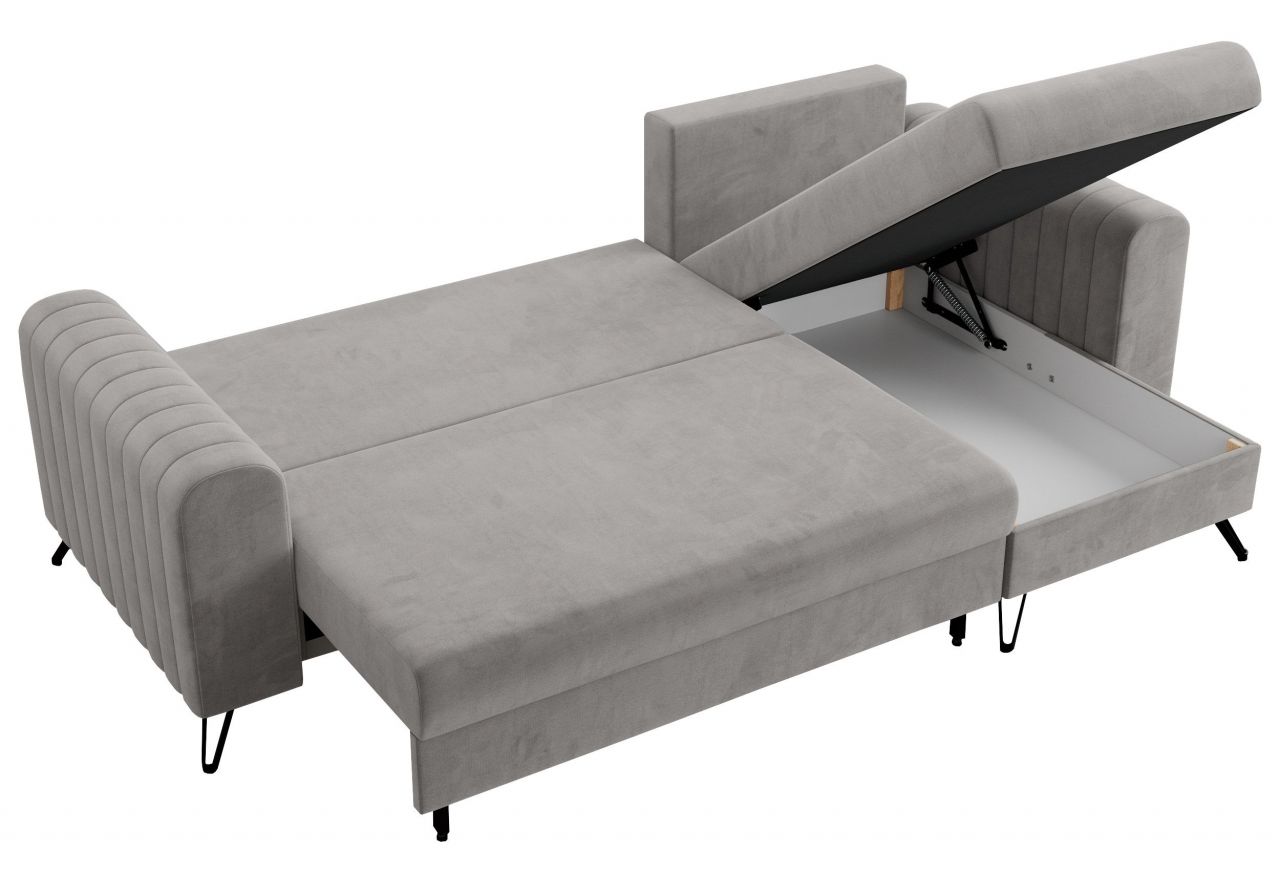 Narożnik AXEL L - uniwersalny - jasnoszary, welwet