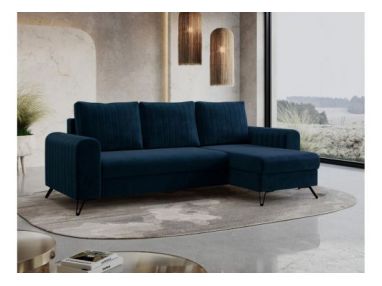 Narożnik AXEL L - uniwersalny - ciemnoniebieski, welwet