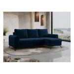 Narożnik AXEL L - uniwersalny - ciemnoniebieski, welwet