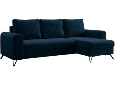 Narożnik AXEL L - uniwersalny - ciemnoniebieski, welwet