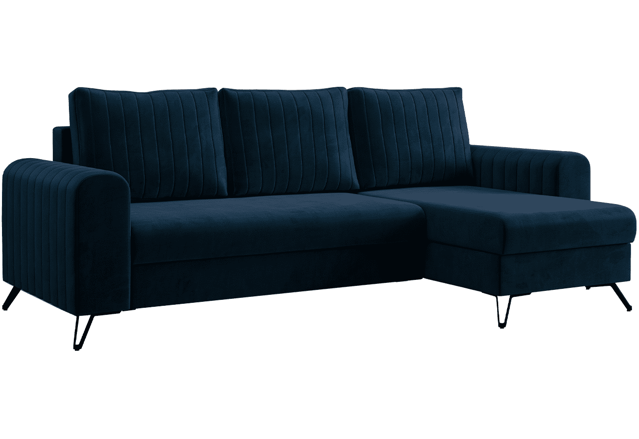Narożnik AXEL L - uniwersalny - ciemnoniebieski, welwet